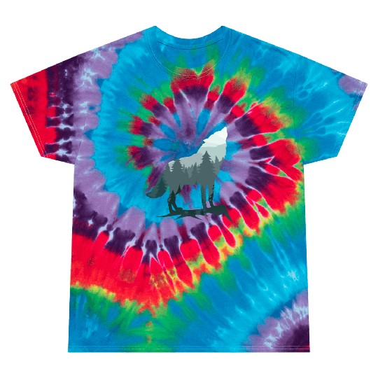 Lone Wolf Survives The Mountain Silhouette Art Tie Dye T Shirts