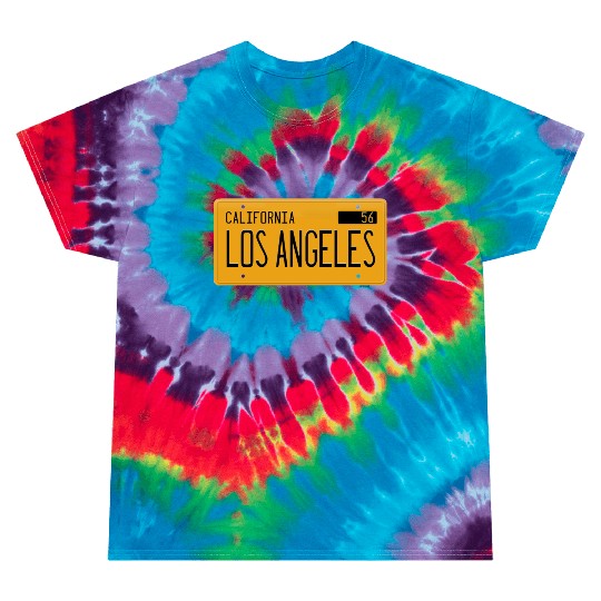 Los Angeles California 1956 yellow license plate Tie Dye T Shirts