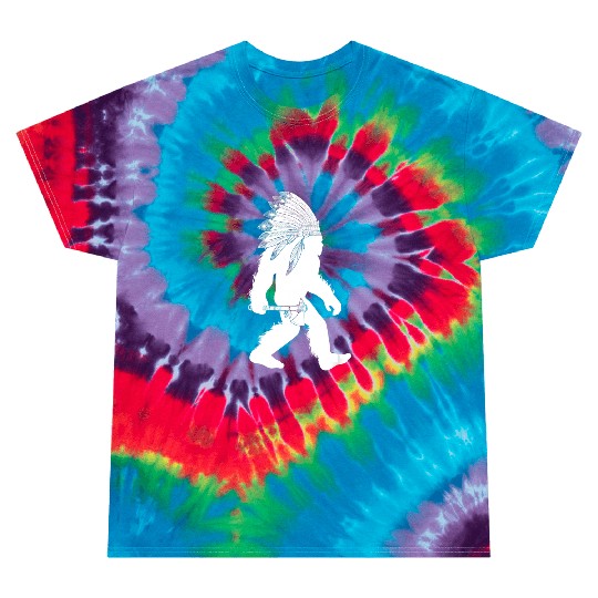 native american bigfoot wearing head holding Tie Dye T Shirts