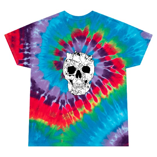 Cat Skull Kitty Skeleton Grunge Style Funny Cat Bo Tie Dye T Shirts