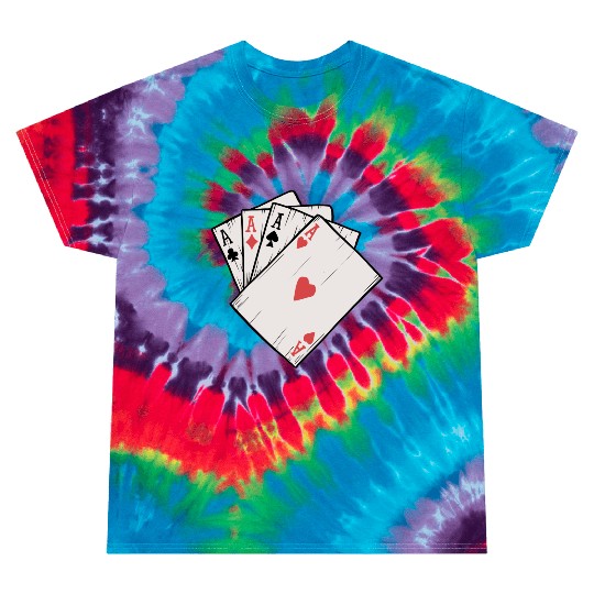 Traditional Tattoo Four Aces Playing Card Game Tie Dye T Shirts