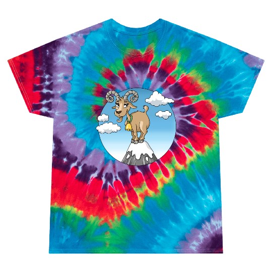 Mountain goat peaks with snow cartoon Tie Dye T Shirts
