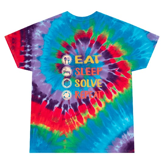 Rubiks Cube Tie Dye T Shirts, Vintage Eat Sleep Solve Repeat