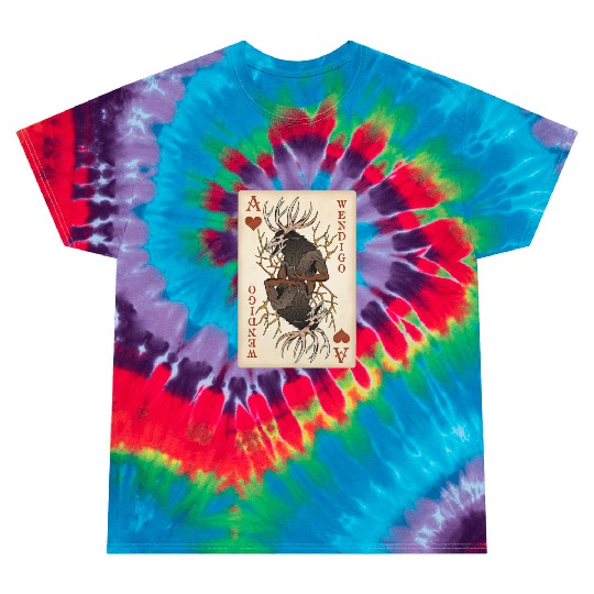 Wendigo Playing Card - Ace of Hearts Cryptid Art Tie Dye T Shirts