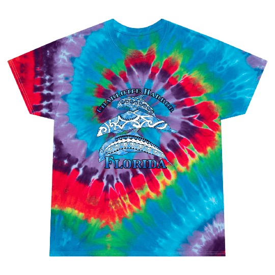 Charlotte Harbor Florida Vacation Tribal Dolphins Tie Dye T Shirts