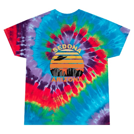 Sedona Arizonna Retro Sunset and UFO Tie Dye T Shirts