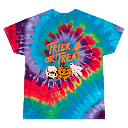 Halloween scary pumpkin head, skull and ghost Tie Dye T Shirts