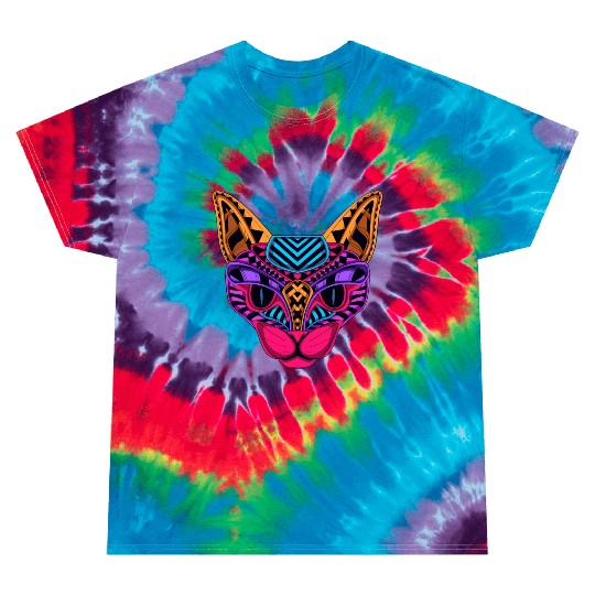 Black Neon Cat Tie Dye T Shirts