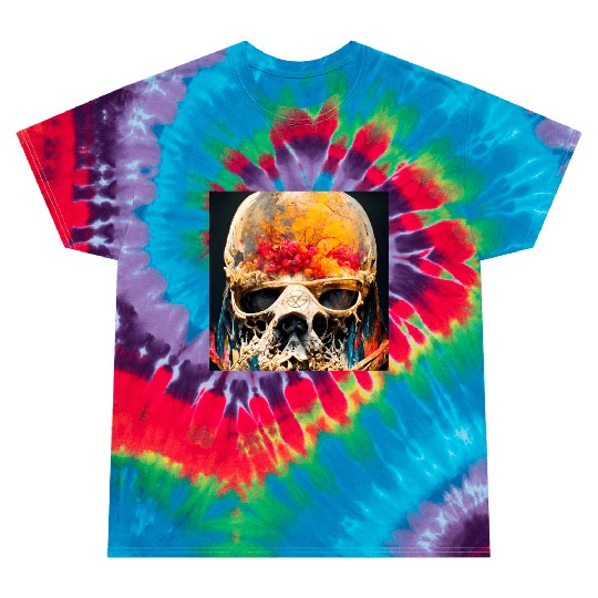 Extremely Realistic Skull in Abstract Art Tie Dye T Shirts