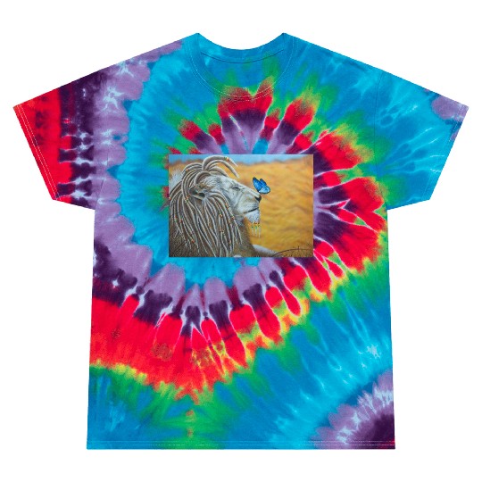 Rasta lion and blue butterfly Tie Dye T Shirts