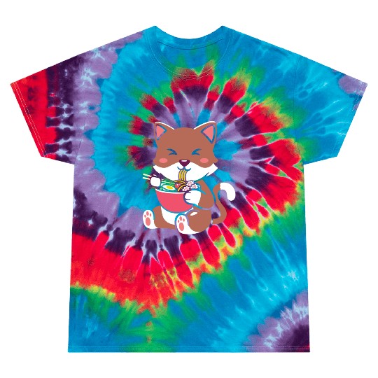 womens kawaii cat ramen anime neko teen boys girls Tie Dye T Shirts