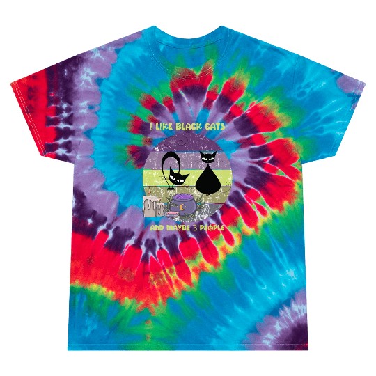 Halloween Funny Black Cats Purple Sunset Tie Dye T Shirts