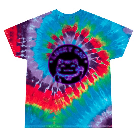 Purple neon lucky cat Tie Dye T Shirts