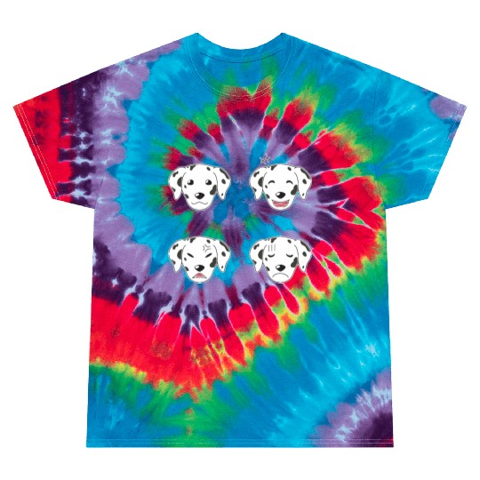 Funny Dalmatian Dog Cartoon Faces Tie Dye T Shirts