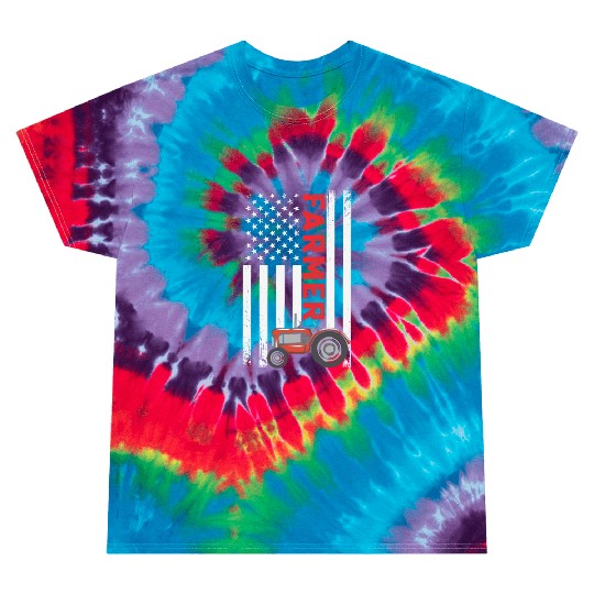 Flag with Tractor Patriotic Farmer Farming Gift Tie Dye T Shirts