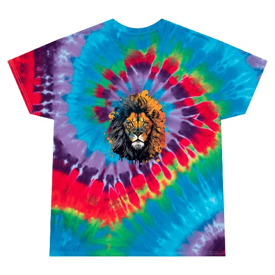 Ink Painting of Lion Head Tie Dye T Shirts