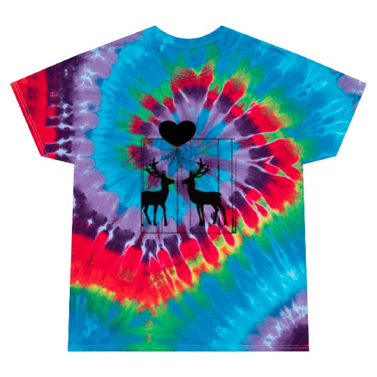Reindeer love under a mistletoe Tie Dye T Shirts