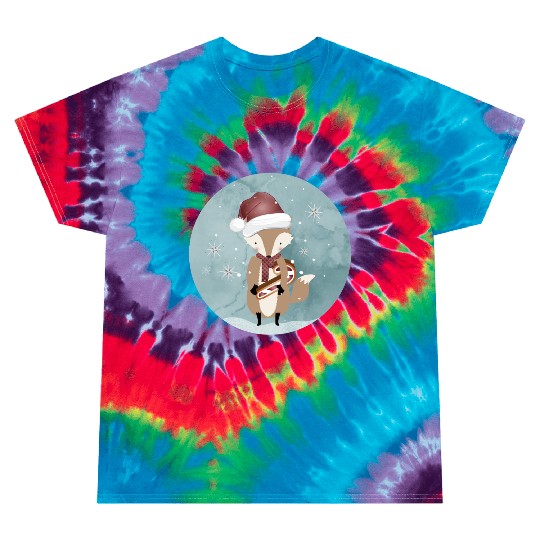 cute fox for Christmas with candy cane Tie Dye T Shirts