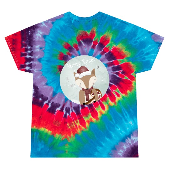 cute fox for Christmas with candy cane Tie Dye T Shirts