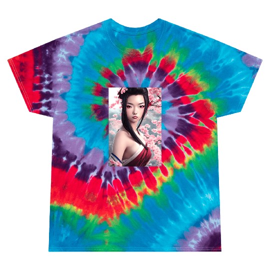 japanese geisha woman Japan wallart sakura pink Tie Dye T Shirts