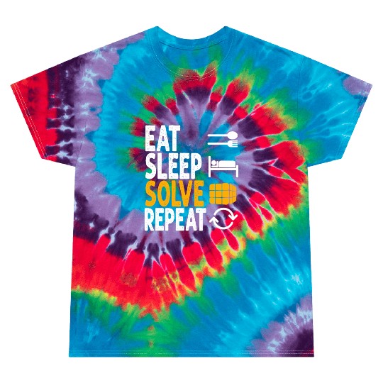 Eat Sleep Solve Repeat Math Speed Cubing Genie Tie Dye T Shirts