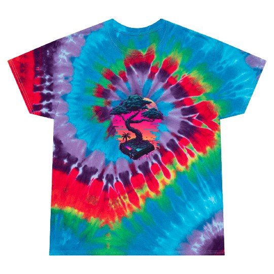 Synthwave Bonsai Tree Tie Dye T Shirts