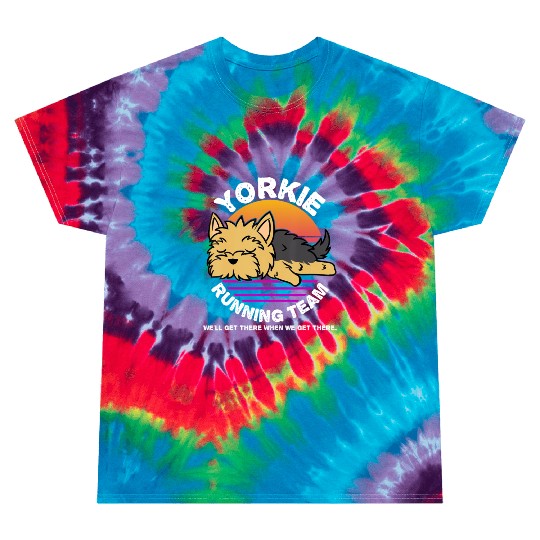 Funny Yorkie Running Team Tie Dye T Shirts
