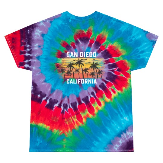 San Diego California Summer Retro VIntage Vacation Tie Dye T Shirts
