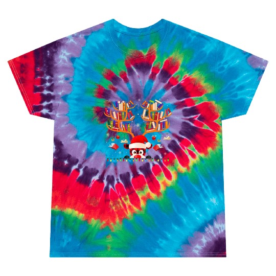Xmas Light Book Lover Librarian Library Books Tie Dye T Shirts