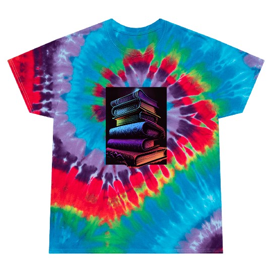 Synthwave Book Stacks Design - Retro Vibes Tie Dye T Shirts