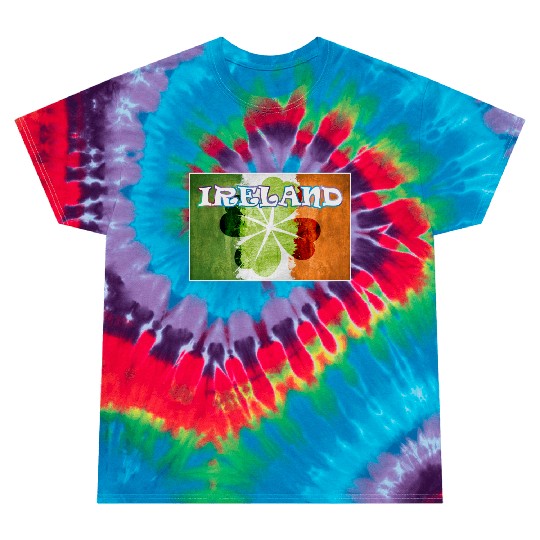 St Patrick's Ireland Flag four leaves Clover Tie Dye T Shirts