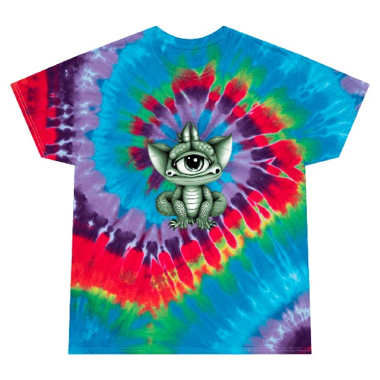 cute adorable one eyed dragon green Tie Dye T Shirts