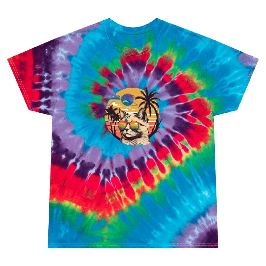 Retro Cat Vintage Sunset 80s 90s Sunglasses Party Tie Dye T Shirts