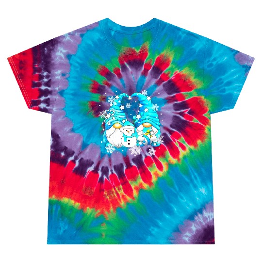 Funny Snowman Gnomies With Snowflakes Cute Winter Tie Dye T Shirts