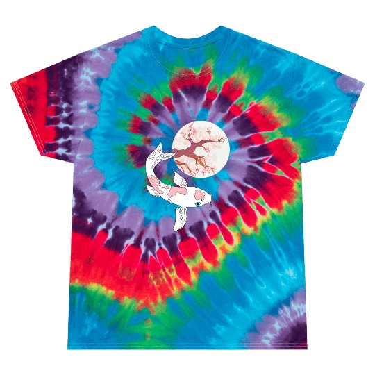 Koi Sakura Tree Moon Cherry Blossom Nishikigoi Jap Tie Dye T Shirts