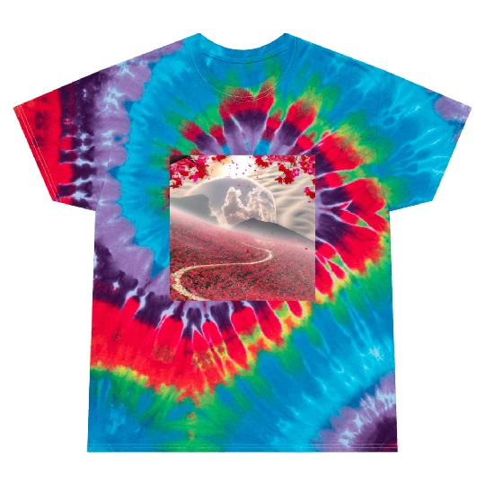 Misty Mountain Cherry Blossom Landscape Tie Dye T Shirts