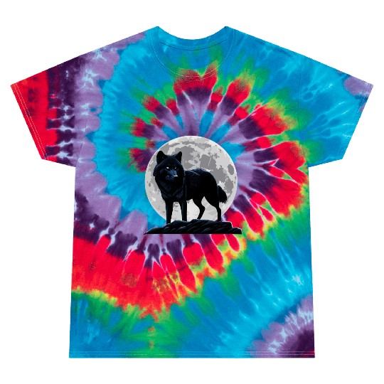 Wolf howling at the moon graphic Tie Dye T Shirts