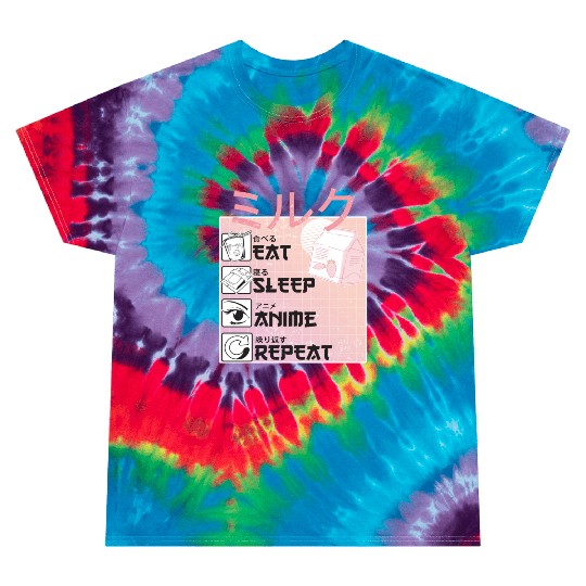 Eat Sleep Anime Repeat Straweberry Milk Japanese Tie Dye T Shirts