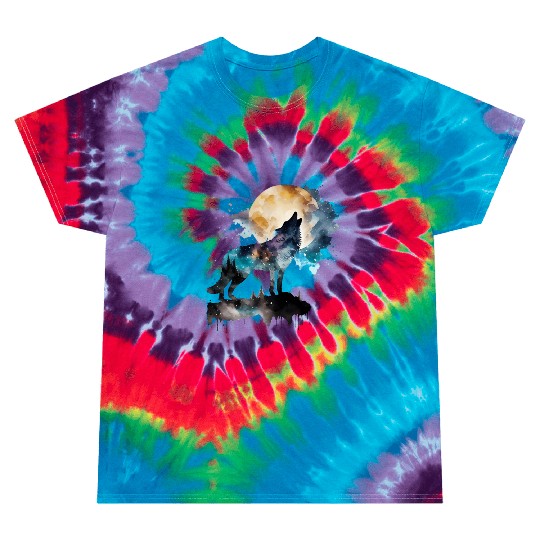 Mountain Wolf Multicolor Watercolor Portrait Tie Dye T Shirts