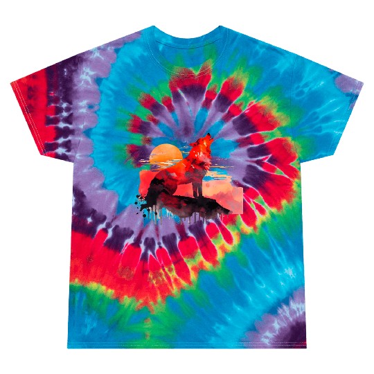 Red Wolf Watercolor Portrait Tie Dye T Shirts