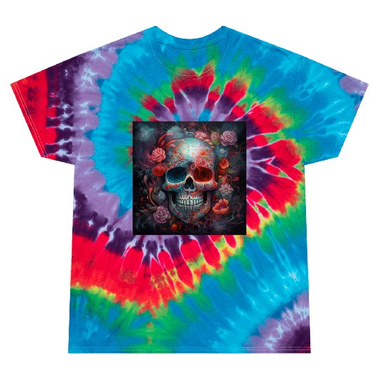 Pastel Flowery Skull Tie Dye T Shirts