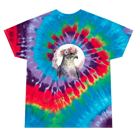 Falcon Birds Of Prey Flower Crown Floral Bird Watc Tie Dye T Shirts