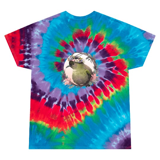 Tropical Kiwi Bird Flower Crown Floral Exotic Bird Tie Dye T Shirts