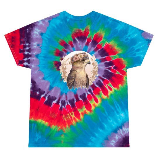 Watercolor Hawk Bird Of Prey Flower Crown Floral B Tie Dye T Shirts