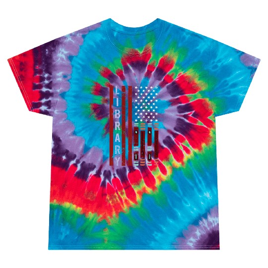 School Library Funny for Librarian Patriotic US Fl Tie Dye T Shirts