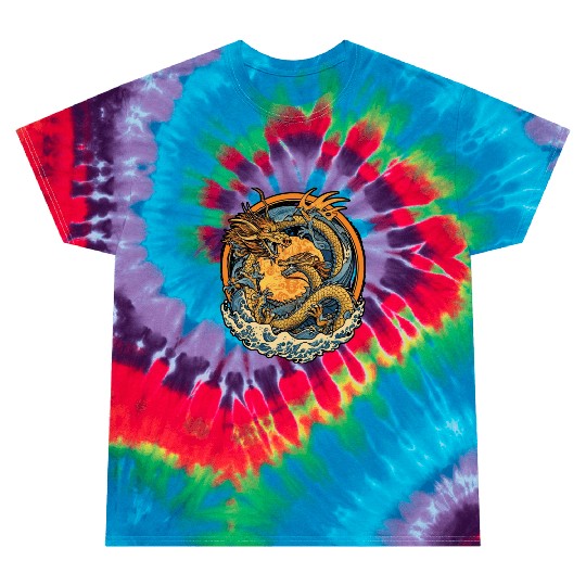 Vintage Japanese Dragon Sun Tattoo Design 1 Tie Dye T Shirts
