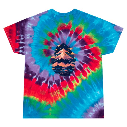 Serene Mount Fuji Sunset Peaceful River Scenery Tie Dye T Shirts