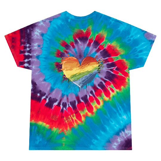 Love Conquers All: LGBTQ+ Rainbow Heart Embracing Tie Dye T Shirts