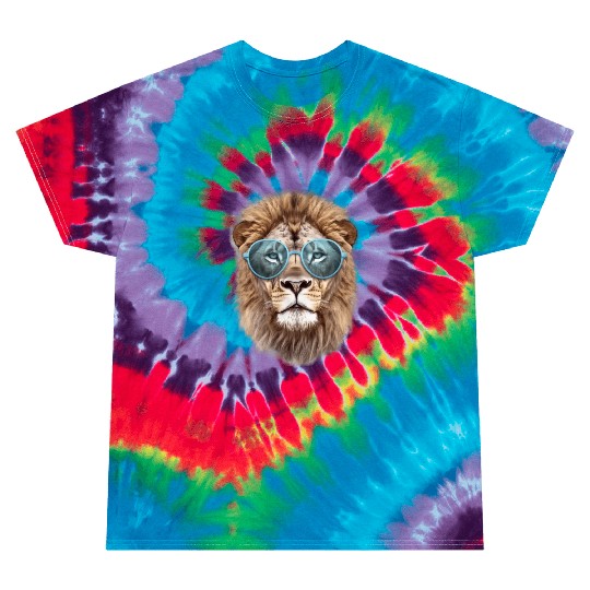 African Lion Wearing Blue Sunglasses Wildlife Tie Dye T Shirts