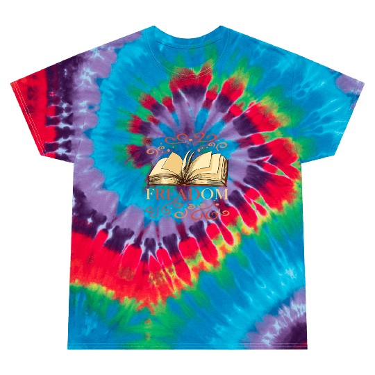 Freadom book lover book worm reading librarian Tie Dye T Shirts
